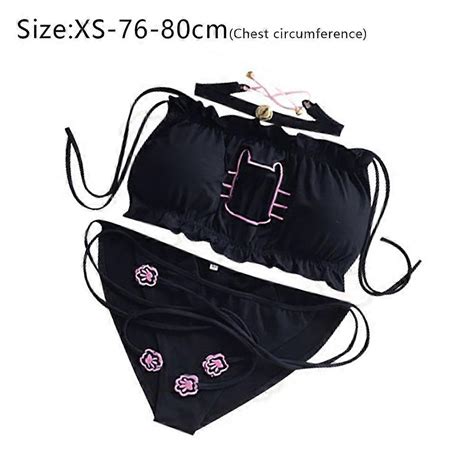 Womens Cosplay Lingerie Japanese Cute Anime Cat Kitten Keyhole Costume Sexy Outfit Black