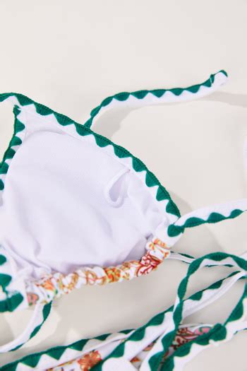 Wholesale Sexy Floral Printing Padded Halter Neck Lace Up Triangle Bikini Ba Girlmerry