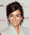 Megan Nicole Long Curly Dark Brunette Updo Hairstyle With Side Swept Bangs