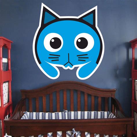 Blue Cat Childrens Room Full Color Wall Decal Sticker An 523 Frst