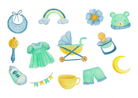 Premium Vector Baby Toy Set Hand Drawn Watercolor