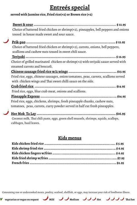 Menu At Aroy Thai Restaurant Mobile
