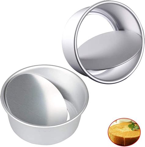 Round Cake Tin Set With Loose Base 2 Pack 6 Inch Non Stick Baking Tins Deep Aluminum Round Cake