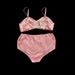 RARE S WWII Lingerie Set S Novelty Baby Pink Satin Bra Panties Embroidered Risque