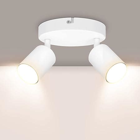 Ketom Spot Plafond Blanc Plafonnier LED 2 Spots Orientables