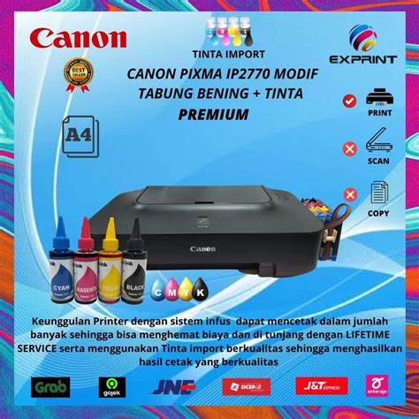 Printer Canon Pixma Ip Upgrade Infus Tabung Bening Tinta Premium