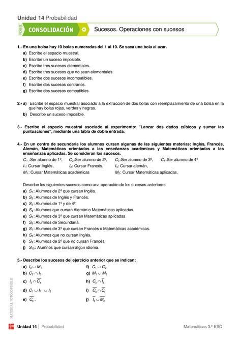 Fichas Consolidacion Eso Ejercicios De Matem Ticas Orientadas A Las