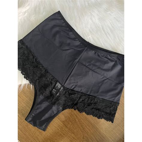 Kit 2 Calcinhas Cintura Pala Alta Cinta Modeladora Sexy Moda Intima Lingerie Rendada Plus