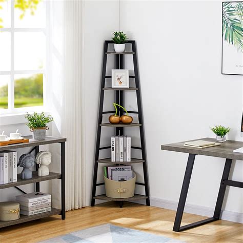 Buy Bon Augure Industrial Corner Shelf Stand 5 Tier Wood Corner