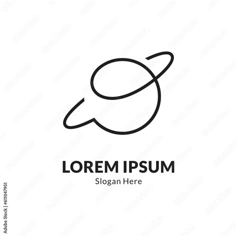 planet saturn logo in minimalist and simple line art style Stock Vector ...