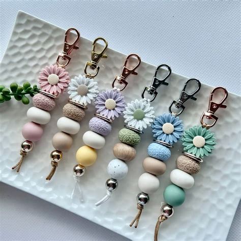 Silicone Bead Keychain Beaded Keychain Beaded Keyring Handbag