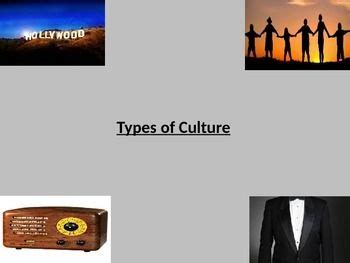 four different types of culture with pictures on the front and back ...