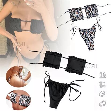 Traje De Baño Dama Bikini Leopardo Sexy Dos Piezas Meses sin interés
