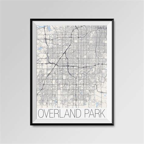 Overland Park City Map Print Modern City Poster Kansas Etsy