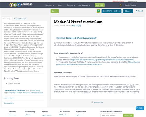 Madar Al Huruf Curriculum Oer Commons