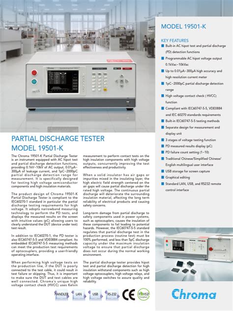Chroma 19501 K E Partial Discharge Tester Pdf Capacitor