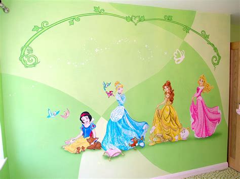 Disney mural in girl's bedroom, main feature wall Princess Mural ...