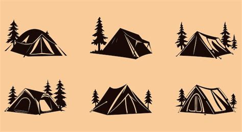 Premium Vector | Set of camping tent vector graphics pack