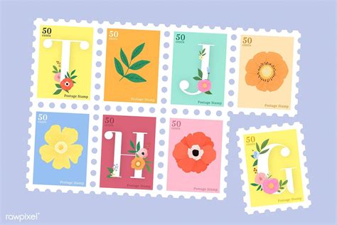 Elegant floral letter stamp vector set | premium image by rawpixel.com ...