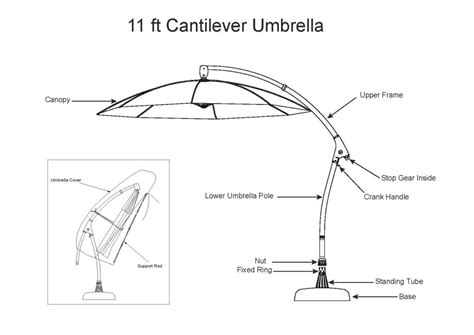 11ft Cantilever Umbrella With Grey Pole Finish Proshade
