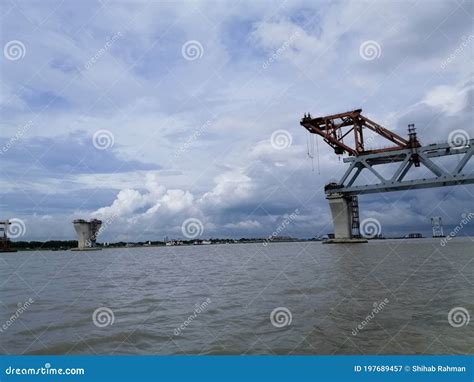 The Construction Of Padma Bridge On River Padma In Bangladesh. Royalty ...