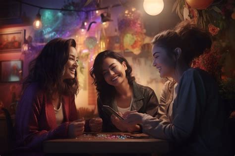 Premium Photo Supportive Lesbian Community Members Engaging In Generative Ai