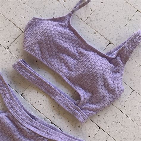 Biquini Hot Pants Recortes Tecido Detalhado Lavanda Dondoca Moda Feminina