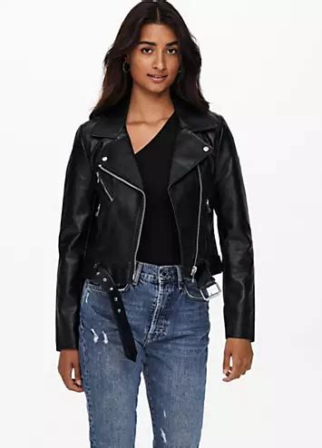 Only Faux Leather Biker Jacket Freemans