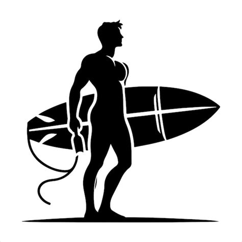 Minimal Surfer Man Silhouette Vector Premium Ai Generated Vector
