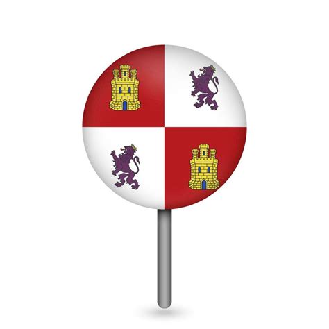 Map Pointer With Castile And Leon Flag Autonomous Community Of Spain