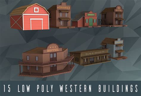 D Model Low Poly Western Buildings Vr Ar Low Poly Cgtrader