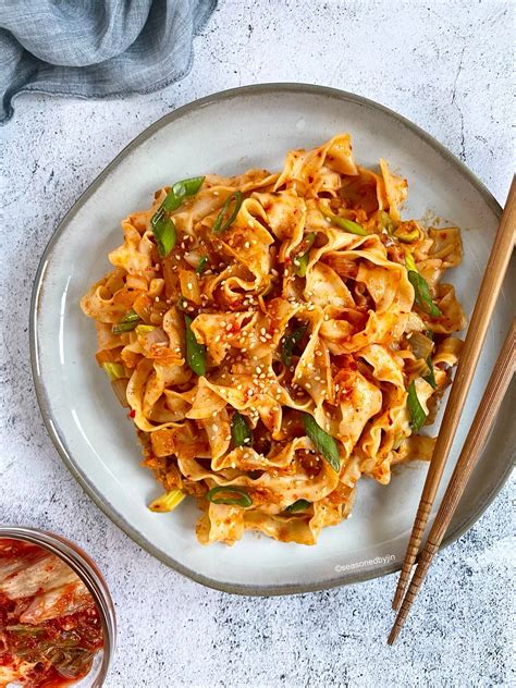 Stir Fried Kimchi With Ribbon Noodles Seasoned By Jin