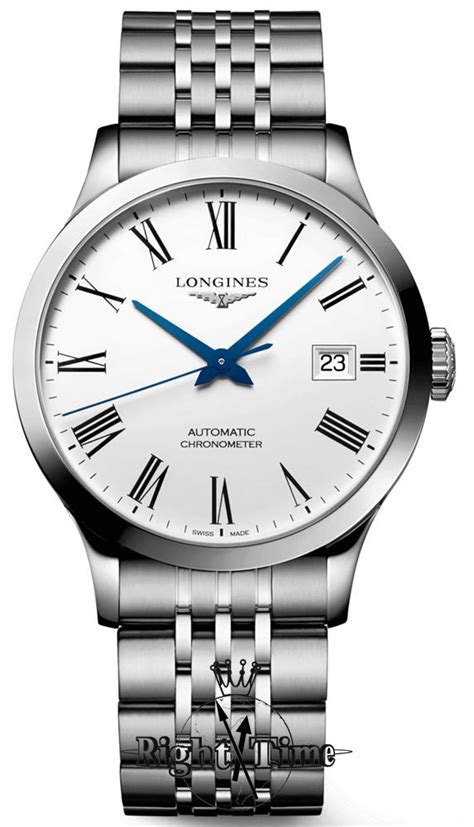longines record automatic white roman  pre owned mens