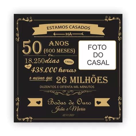 Quadro Azulejo Personalizado Bodas De Ouro 50 Anos Casamento