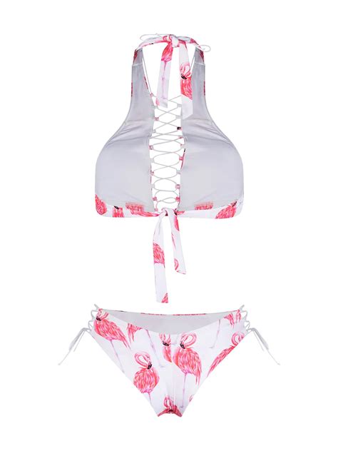 Noire Swimwear Addicted Flamingo Lace Up Bikini Farfetch