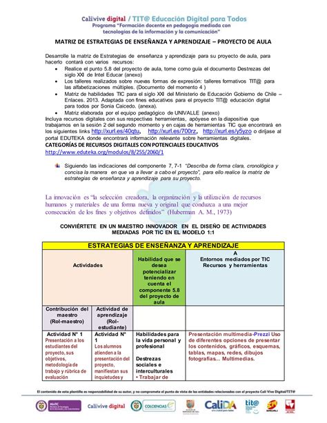 Matriz De Estrategias De Aprendizaje Nro Pdf