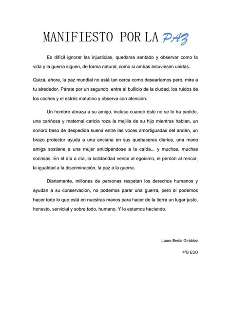 Manifiesto Por La Paz Pdf