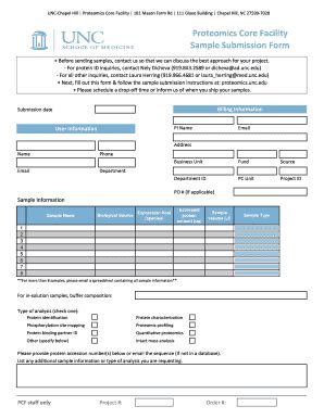 Fillable Online Med Unc Proteomics Sample Form Excel Dec Xlsx