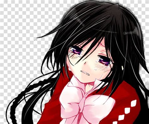 PH Colorings Black Haired Female Anime Character Crying Illustration