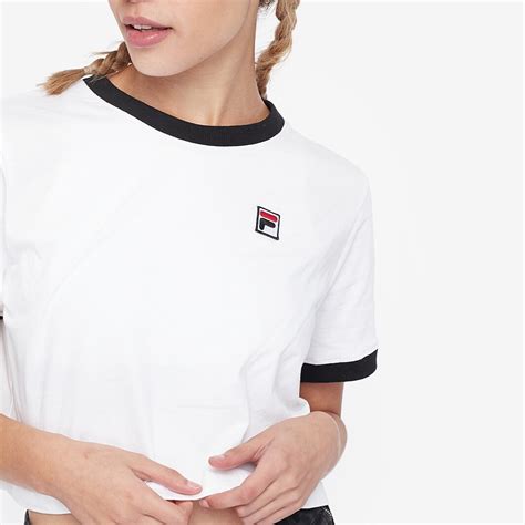 Fila Womens Cropped Tee White Black Tops Womens Clothing