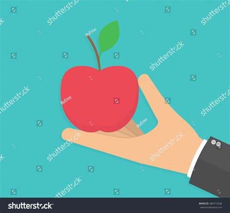 Hand Holding Red Apple Flat Design Stock Vector Royalty Free