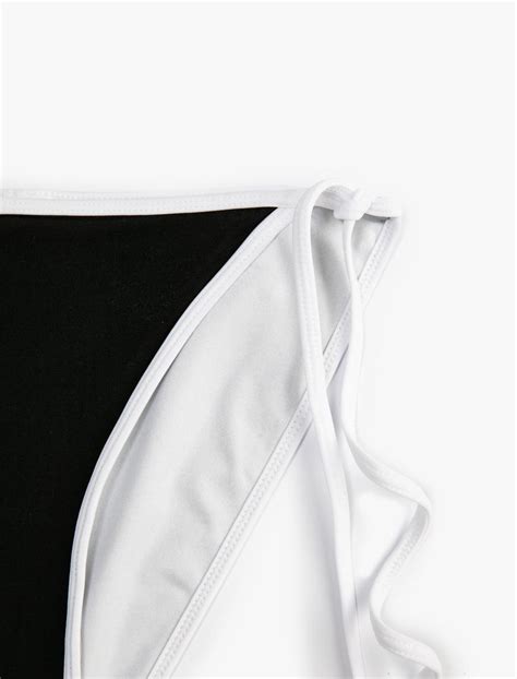 Siyah Kadın Brazilian Bikini Altı Yanları Bağlama Detaylı Basic Normal Bel 3SAK00138BM Koton