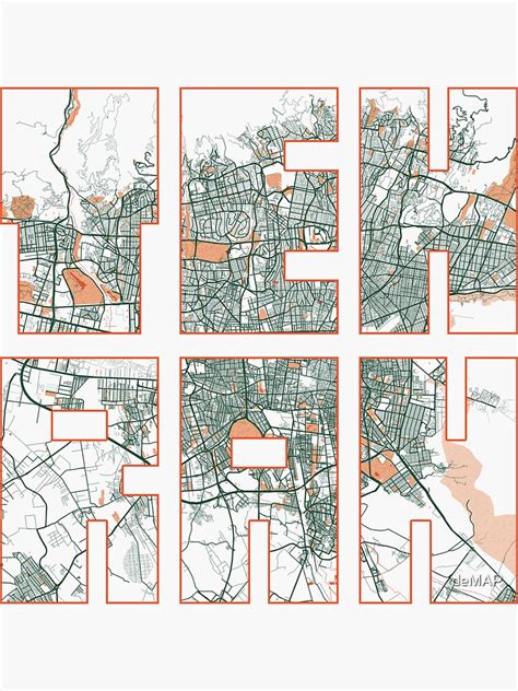 Tehran City Map Of Iran Bohemian Sticker For Sale By DeMAP Redbubble