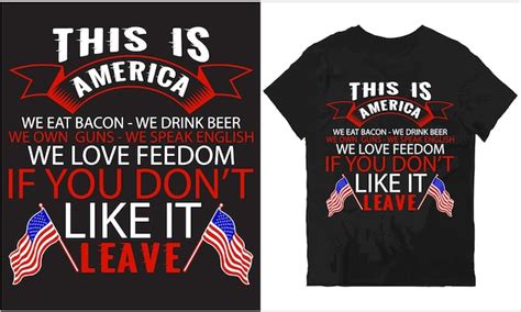 Premium Vector This Is America We Eat Bacon We Drink Beer Tshirt Design Vector File