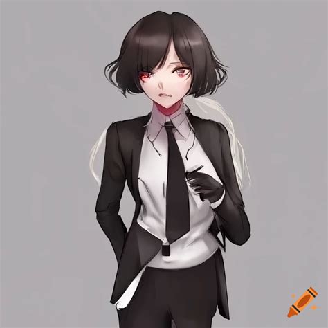 Dynamic Pose Of An Anime Girl In A Suit On Craiyon