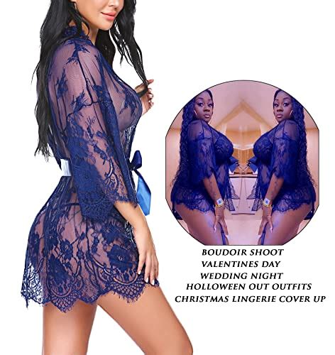 Avidlove Lingerie For Women See Through Kimono Lace Robe Babydoll