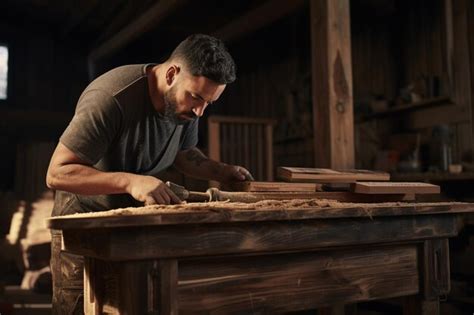 Premium Photo | A carpenter crafting furniture from reclaimed wood 00016 03