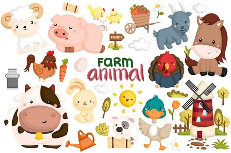 farm animals clipart cute animal afbeelding door inkley studio