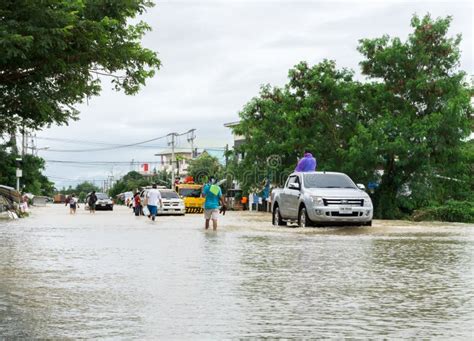 Sakon Nakhon Thailand July People Walking With Water