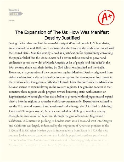 The Expansion Of The Us How Was Manifest Destiny Justified Essay